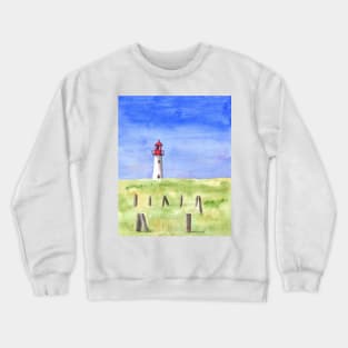 Whimsical Lighthouse Mixed Media Crewneck Sweatshirt